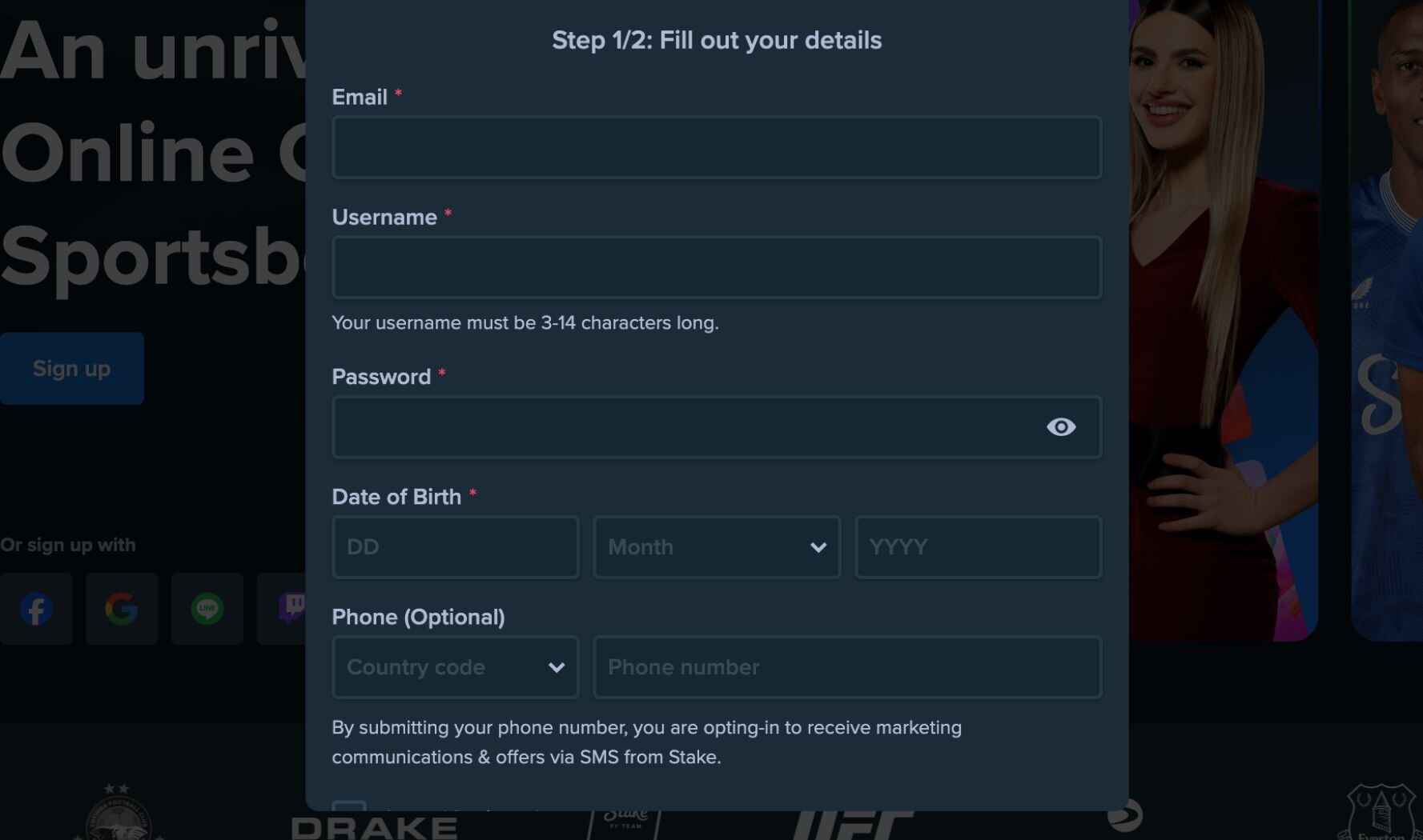Stake Nigeria registration Data entry